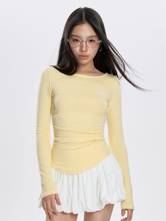 Blusa Plisada Cuello Redondo Manga Larga Versátil para Primavera - Image 12