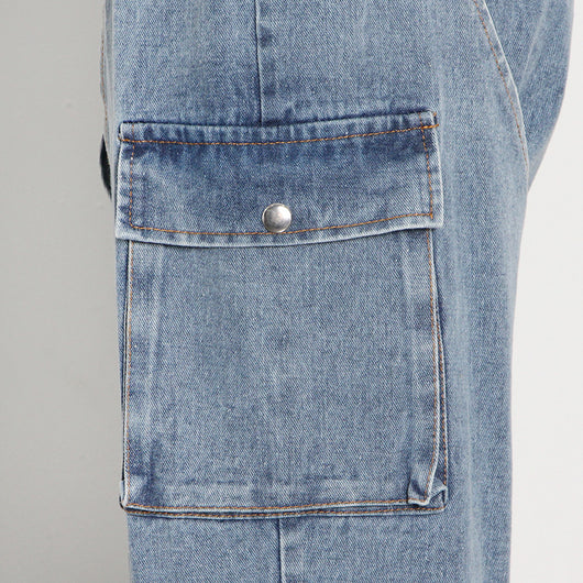 Jeans Talle Alto Cintura Elevada con Bolsillos Grandes Corte Recto - Image 9