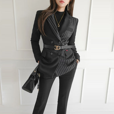 Conjunto Ejecutivo: Blazer Rayado Slim y Pantalón a Juego - Image 2
