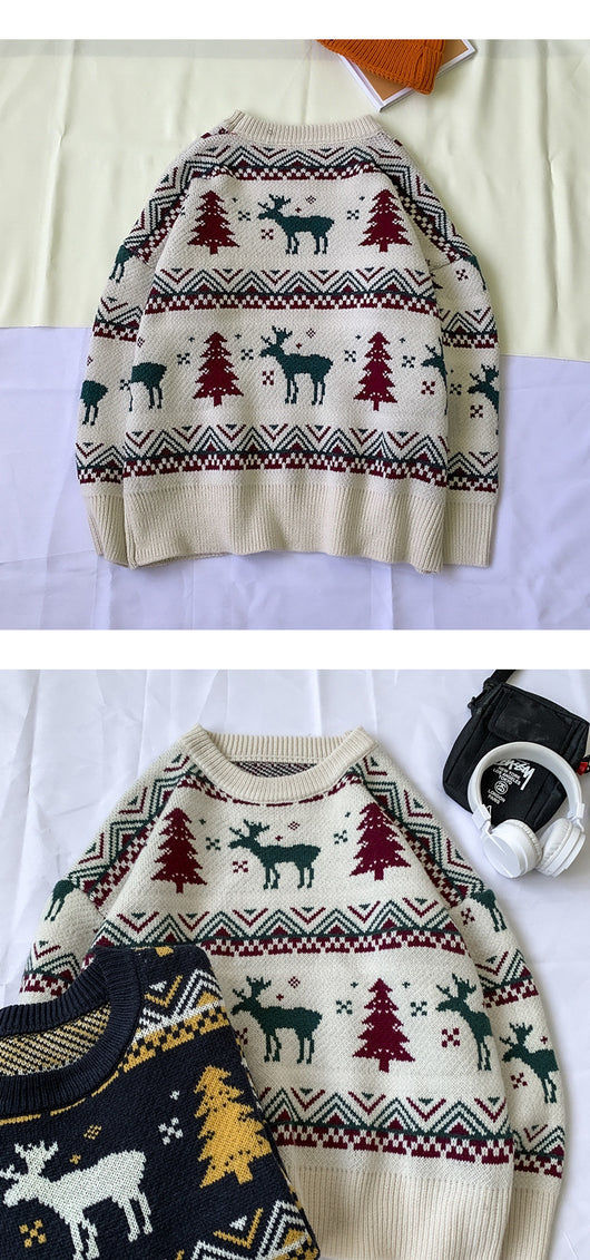 Suéter Tejido Cuello Redondo Estilo Étnico Hong Kong - Tendencia Universitaria - Image 17