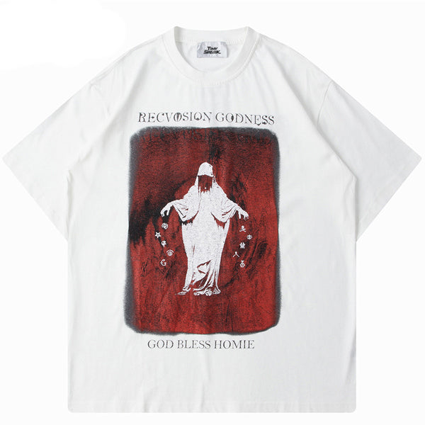 Playera Holgada Unisex con Estampado de Cruces