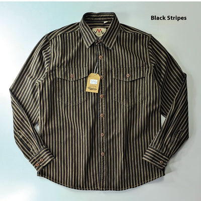 Camisa Casual de Algodón Vintage con Lavado Pesado para Hombre - Image 8