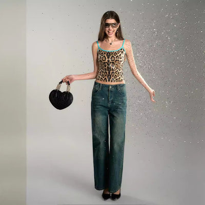 Chaleco Lentejuelas Estampado Leopardo con Tirantes Contraste - Image 4