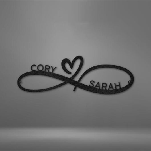 Letrero Personalizado Símbolo Infinito Amor con Nombres para Bodas
