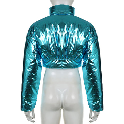 Chaqueta de Algodón Abrigada Estilo Locomotora con Cintura Moldeadora y Cierre Irregular - Image 15