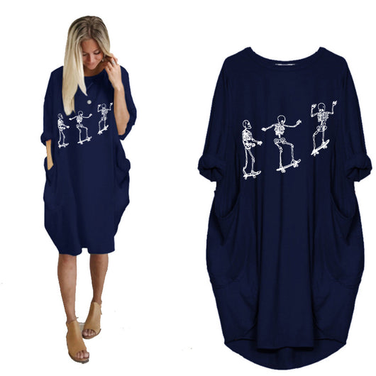 Vestido Holgado de Manga Larga con Estampado Temático y Bolsillos - Image 15
