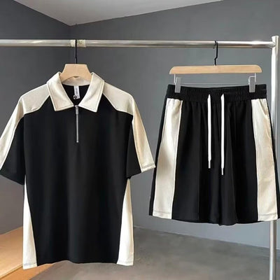 Conjunto de Verano para Hombre: Camiseta Manga Corta con Costuras Contrastantes + Shorts Casuales - Image 22