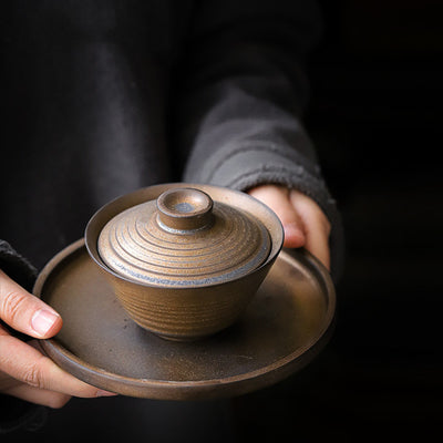Juego de Té Gaiwan Antiguo Dorado - Tetera Kung Fu con Taza de Porcelana - Image 4