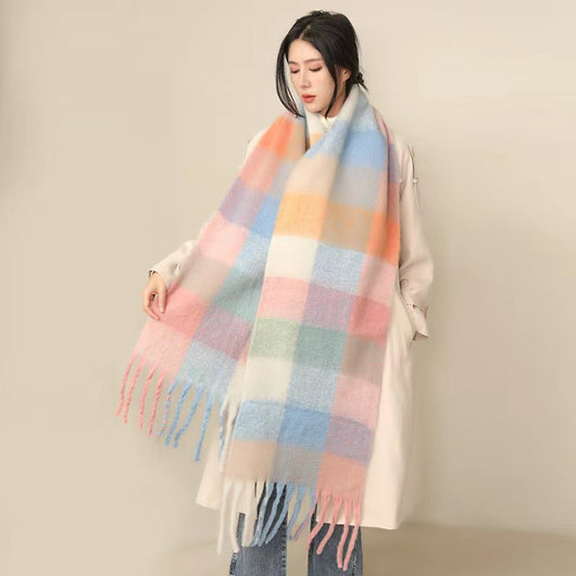 Bufanda Mohair Cálida de Cuadros Versátil - Estilo Europeo - Image 21