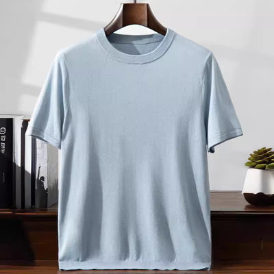 Camiseta Manga Corta Hombre Seda de Mora y Cachemira Suave Verano - Image 2
