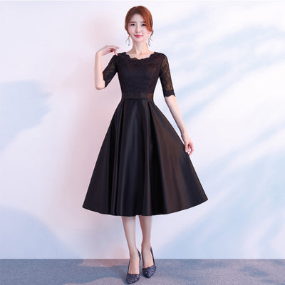 Vestido Largo Elegante de Manga Larga Negro para Eventos Corporativos - Image 5