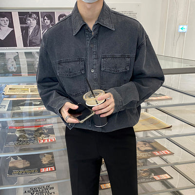 Chaqueta Camisa Denim Lavado Oversize para Hombre - Estilo Otoño