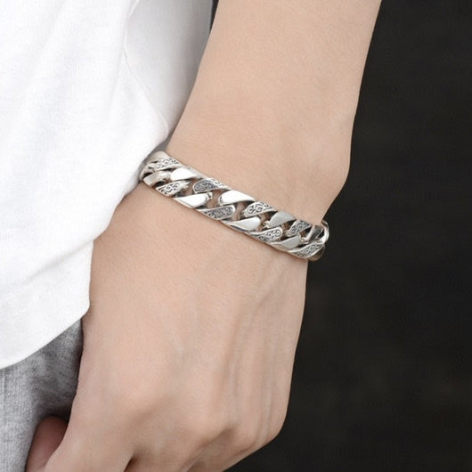 Pulsera de Plata S925 Personalizada con Patrón Tejido - Cadena Gruesa y Dominante - Image 6
