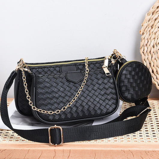 Bolso Crossbody de Cuero PU con Patrón Tejido - Image 10