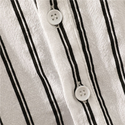 Camisa Rayada Estilo Japonés para Hombre - Image 5