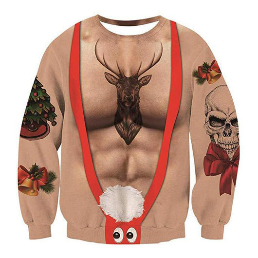 Sudadera Navideña Papá Noel 3D Manga Larga Cuello Redondo Oversize - Image 6
