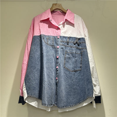 Camisa Suelta de Mezclilla Premium para Mujer - Manga Larga