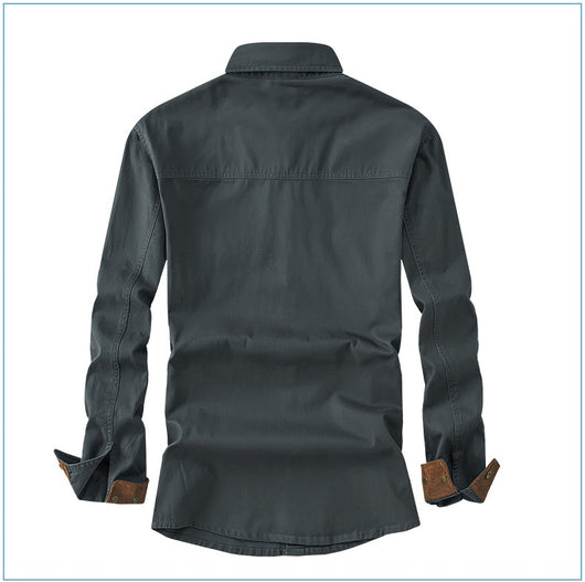 Camisa Polo de Manga Larga Algodón Lavado Tallas Grandes Hombre Color Sólido - Image 29