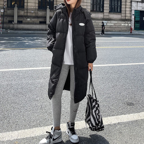 Abrigo de Plumas de Pato Blanco Largo hasta la Rodilla - Cálido y Acolchado para Invierno
