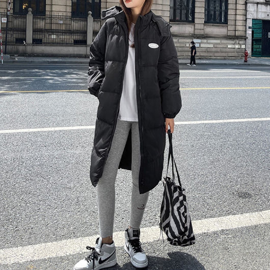 Abrigo de Plumas de Pato Blanco Largo hasta la Rodilla - Cálido y Acolchado para Invierno