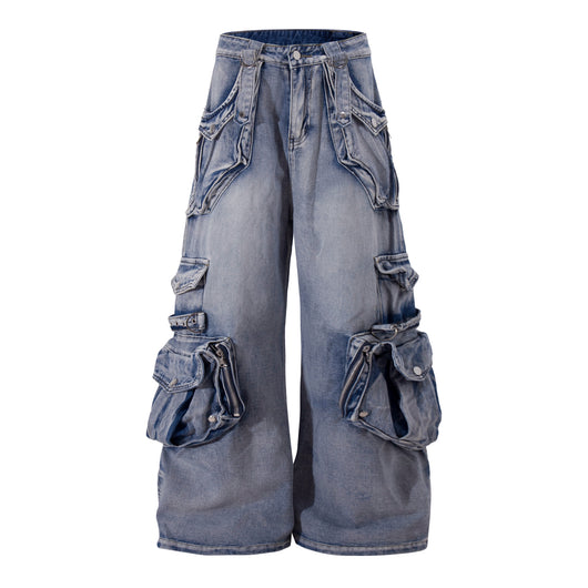 Pantalón de Trabajo Denim Retro con Múltiples Bolsillos - Image 13