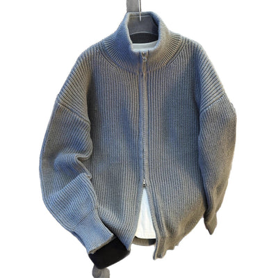 Cardigan Tejido Hip-Hop Retro con Cierre - Suéter Cálido para Hombre - Image 5