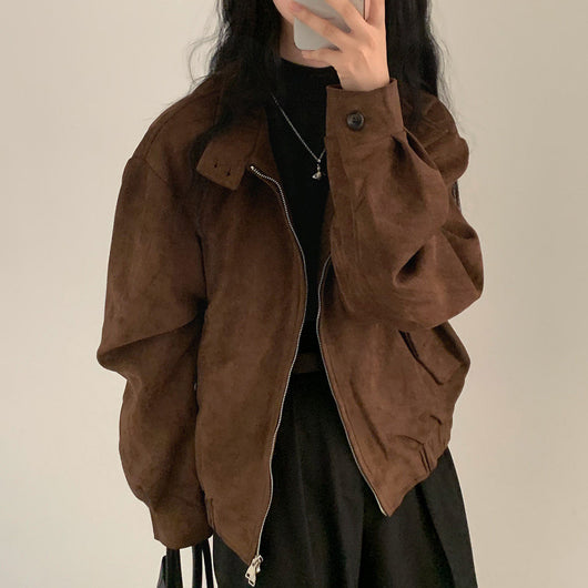 Abrigo Retro de Ante Cálido con Doble Cierre - Perfecto para Otoño Invierno - Image 44