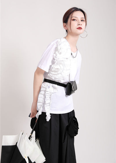 Blusa Corta con Flores Tridimensionales para Mujer - Image 8