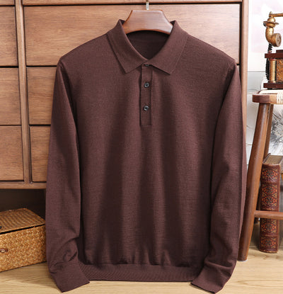 Polo de Lana Fina Merino para Hombre - Camisa de Manga Larga Elegante - Image 13