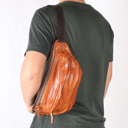 Bolsa de Cuero Retro de Una Bandolera para Hombre