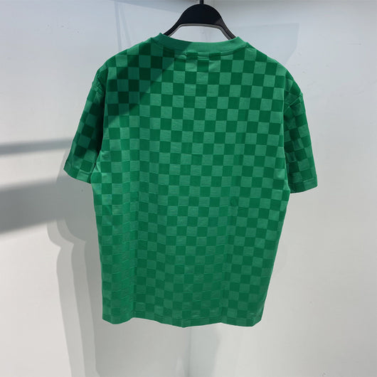 Playera Casual de Cuadros Verde con Cuello Redondo - Image 2