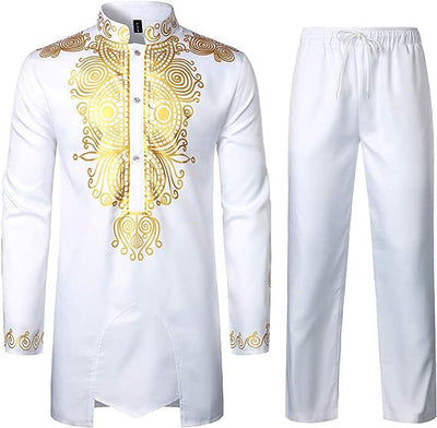 Conjunto Traje Africano Bronce para Hombre - Camisa y Pantalón - Image 16