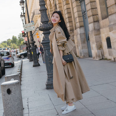 Abrigo Cortaviento Largo Oversized para Mujer - Largo hasta el Tobillo