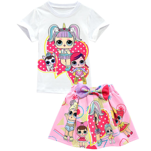 Conjunto Infantil de Falda y Blusa de Manga Corta con Diseño Animado - Image 4