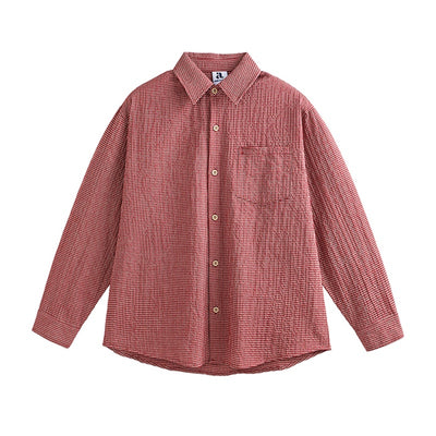 Camisa de Manga Larga Cuadros con Textura Burbuja para Hombre - Otoño - Image 13