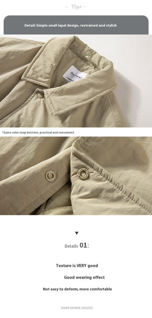 Abrigo Trench Acolchado Térmico Retro Solapa para Hombre - Image 12