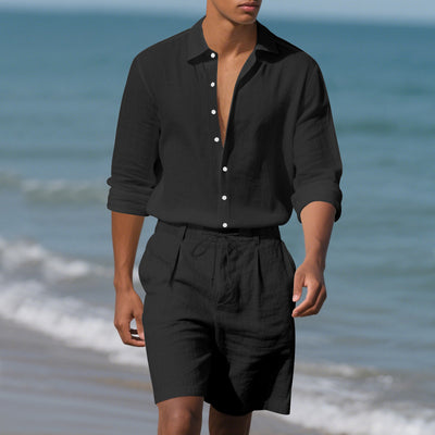 Conjunto de Playa: Camisa Manga Larga y Shorts Casuales - Image 48