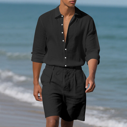 Conjunto de Playa: Camisa Manga Larga y Shorts Casuales - Image 48