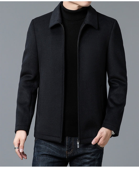 Abrigo de Lana con Cuello Polo para Hombre - Elegancia Casual - Image 10