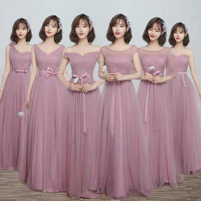 Vestido Largo para Damas de Honor en Cameo Brown - Malla y Satén Cómodo