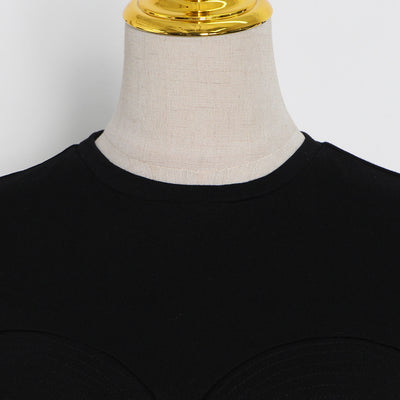 Blusa Francesa de Pedrería con Corte Tridimensional, Ajustada y Manga Corta para Mujer - Image 4