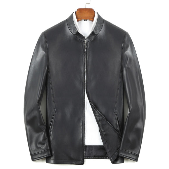 Chaqueta de Cuero PU con Cierre Delgada para Hombre