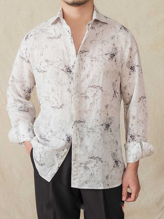Camisa Casual de Manga Larga Transpirable con Estampado Retro - Image 15