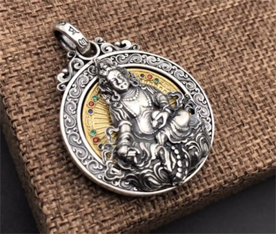 Colgante de Plata 925 con Mantra de Seis Caracteres y Bronce Giratorio - Image 14