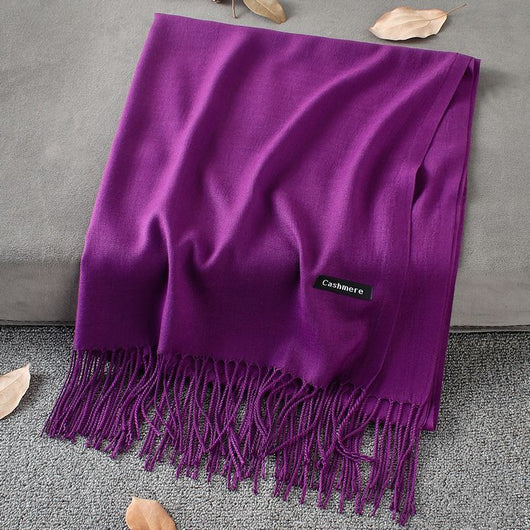 Pashmina Elegante de Color Liso con Borlas - Image 50