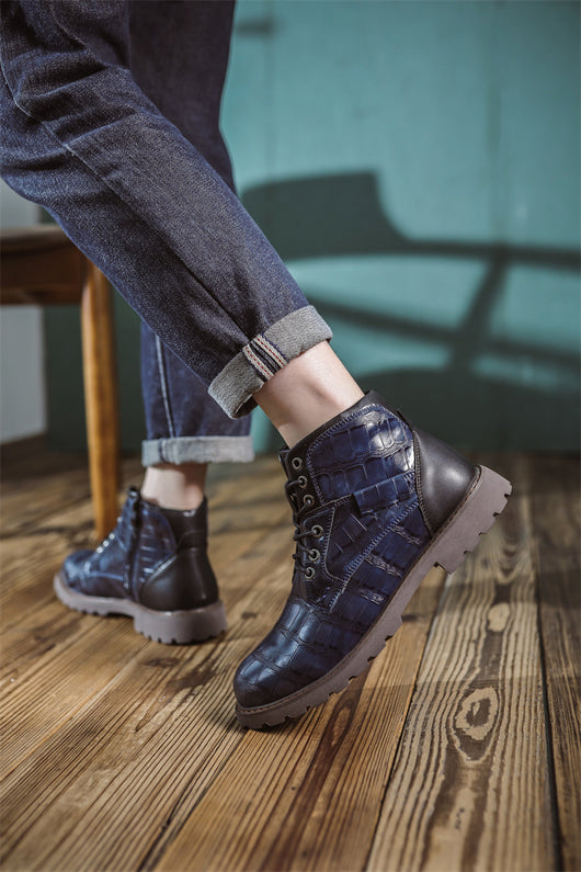 Botas de Cuero Retro con Cierre Lateral para Aventuras Urbanas - Image 48