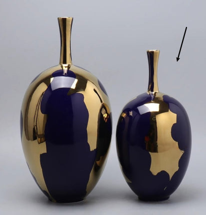 Jarrón Alto de Lujo Azul Gema con Baño de Oro - Decoración Moderna - Image 7