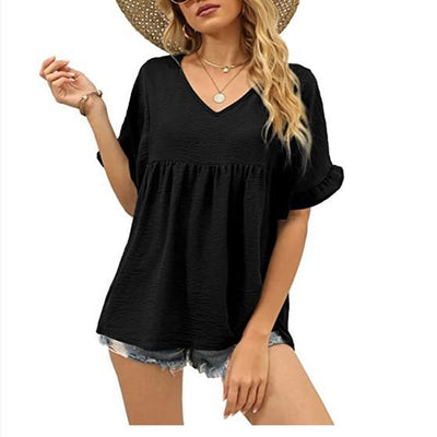 Blusa Casual de Verano con Volantes y Pliegues - Image 3