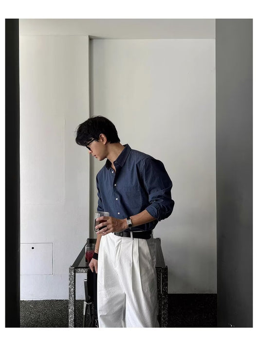 Camisa Suelta de Manga Larga para Hombre - Primavera y Otoño - Image 25