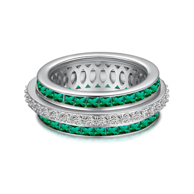 Anillo de Plata Esterlina S925 con Diamantes Incrustados y Rotación Descompresiva para Mujer - Image 7